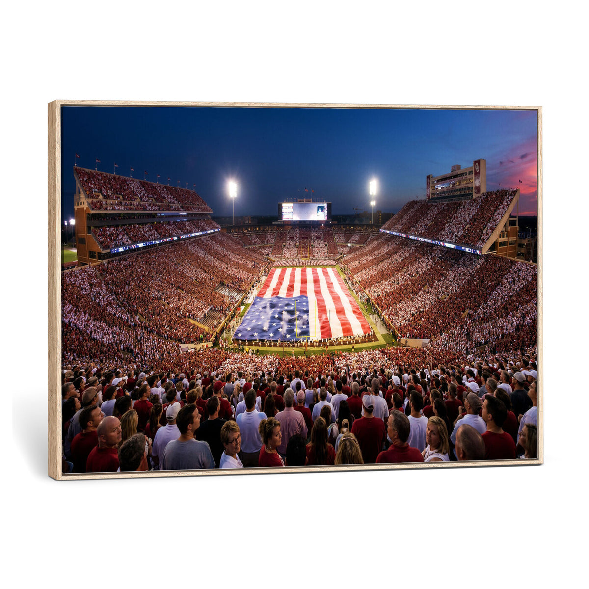59917418-MGV-CV-36X24 - Oklahoma Memorial Stadium Wall Art Canvas Print – Oklahoma Sooners Football Artwork for Home, Office, and Sports Room Decor