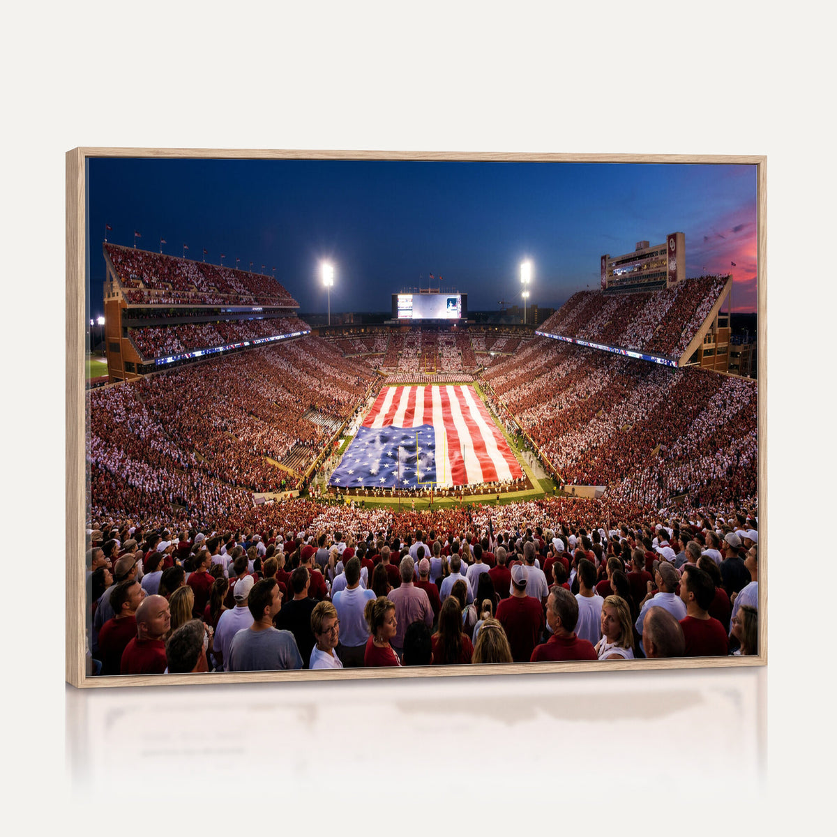 59917418-MGV-CV-36X24 - Oklahoma Memorial Stadium Wall Art Canvas Print | Oklahoma Sooners Football Artwork for Home, Office, and Sports Room Decor