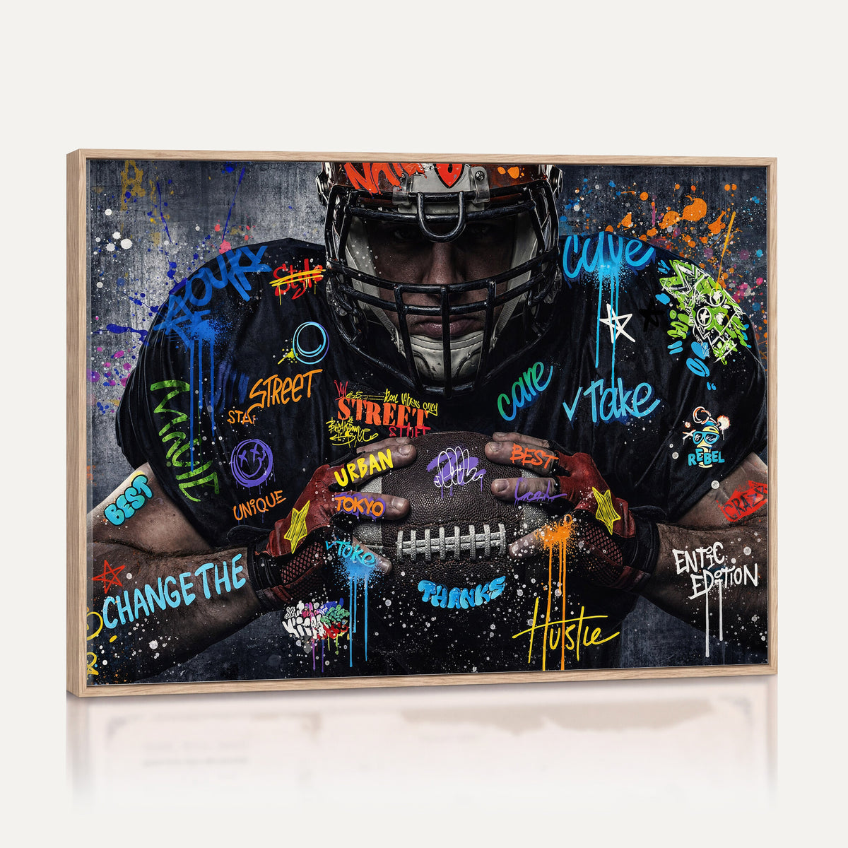 55267256-MGV-CV-36X24 - Graffiti American Football Player Street Art Wall Art Canvas Print