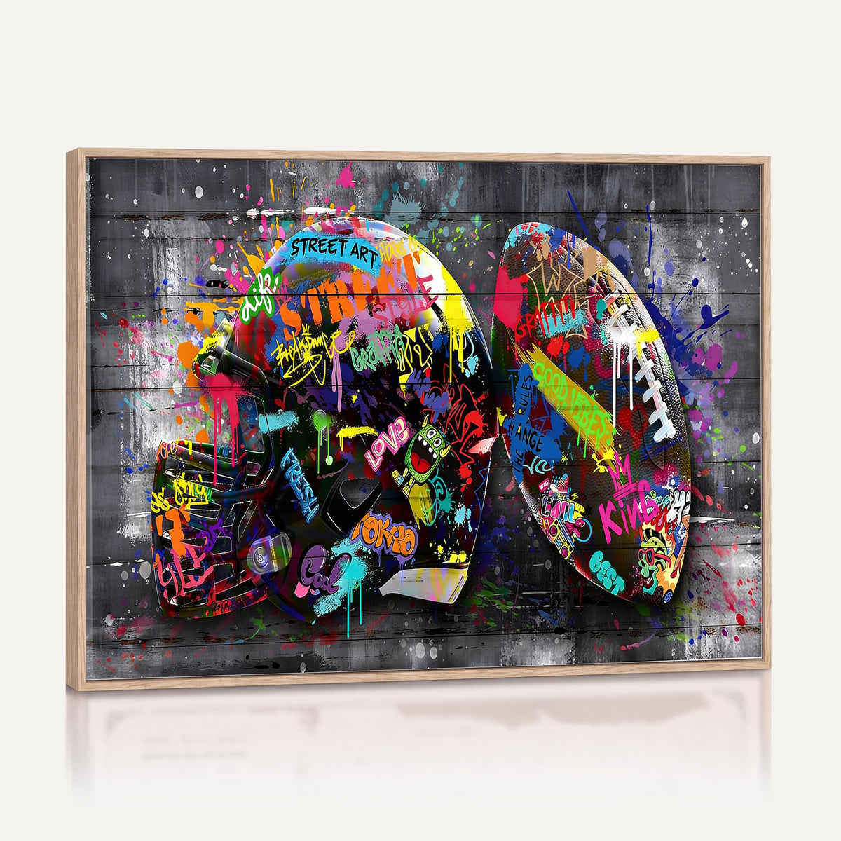 80540773-MGV-CV-36X24 - Graffiti American Football Helmet Street Art Wall Art Canvas Print