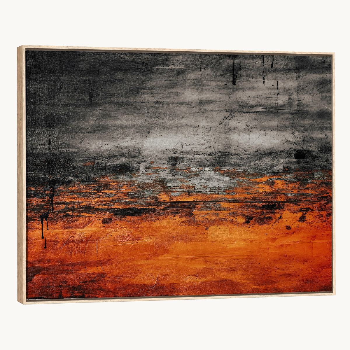 Black Orange Abstract Wall Art Canvas Print Modern Painterly Style