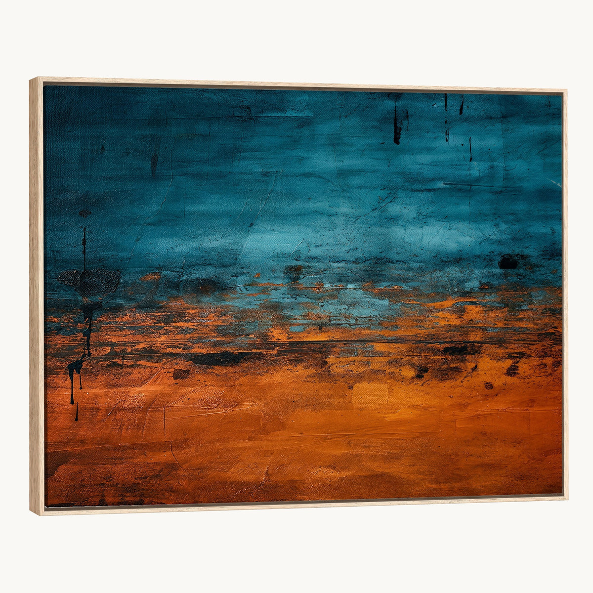 20543081-MGV-CV-24X16 - Teal Orange Abstract Wall Art Canvas Print Modern Large Statement Artwork