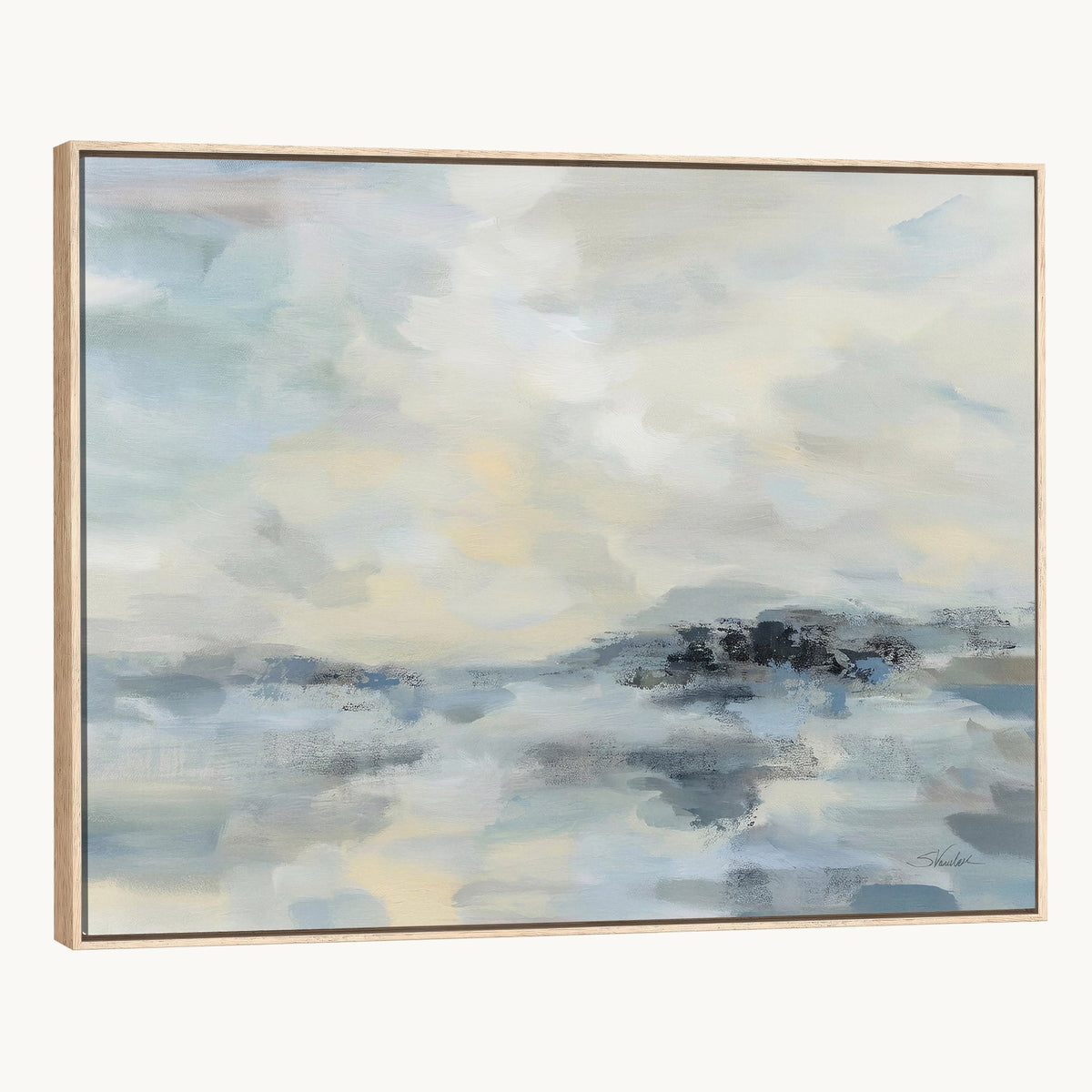 Abstract Coastal Landscape Wall Art Canvas Print | Soft Blue Gray Minimalist Art