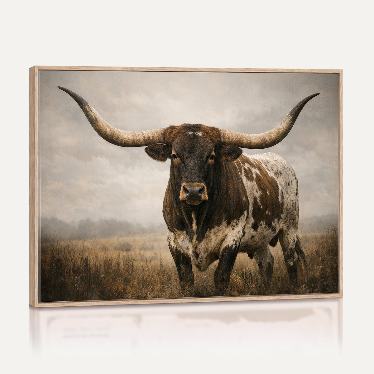 17622011L-_Poster-30x20 - Longhorn Bull Wall Art Canvas Print, Western Farmhouse Decor