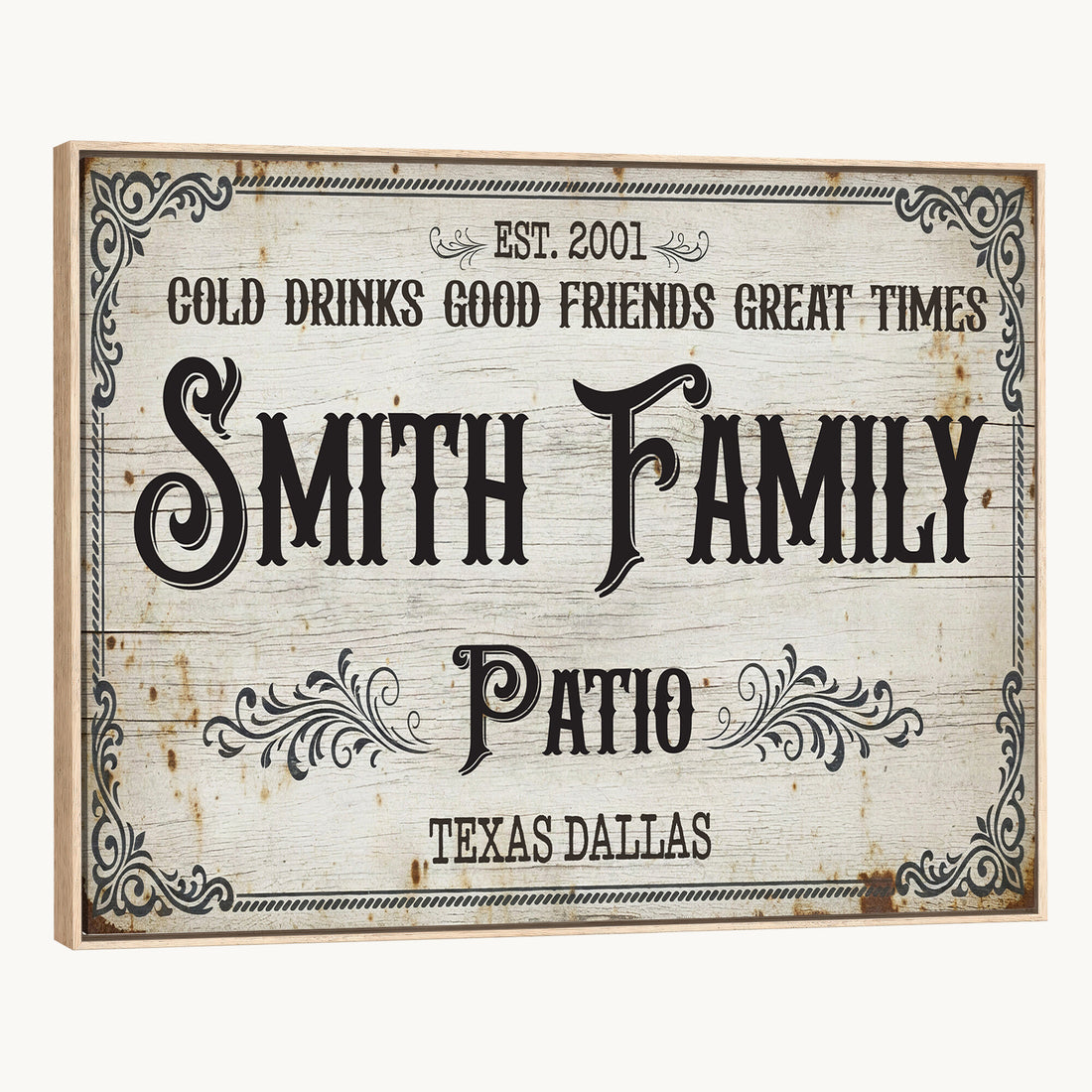 Custom Family Patio Sign Canvas, Personalized Rustic Backyard Decor