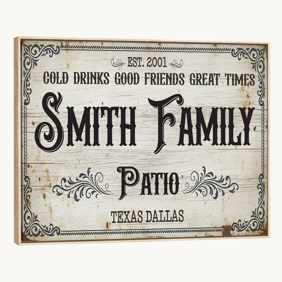 82858529-MGV-CV-36X24 - Custom Family Patio Sign Wall Art Canvas Print, Personalized Rustic Backyard Decor