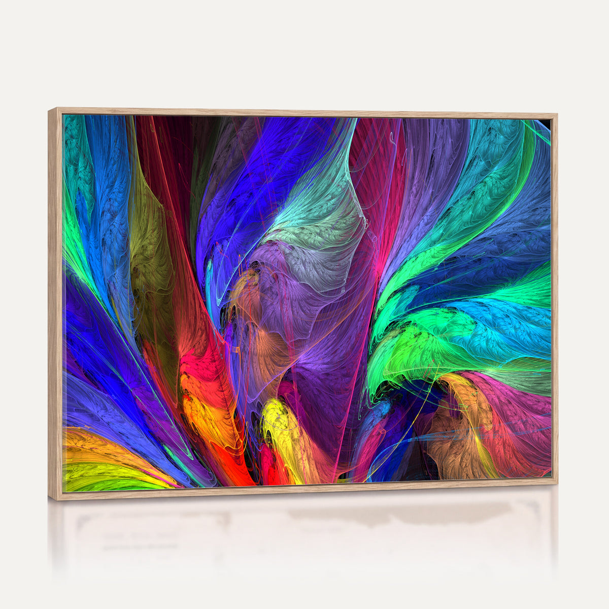 376925791-MGV-CV-36X24 - Colorful Abstract Canvas Wall Art, Rainbow Swirl Fractal Print, Bold Multicolor Living Room Decor, Vibrant Energy Art, Large Abstract Wall Art
