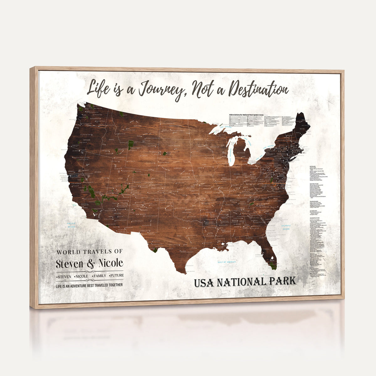 24049800-MGV-CV-36X24 - Personalized USA National Park Push Pin Travel Map Canvas Print