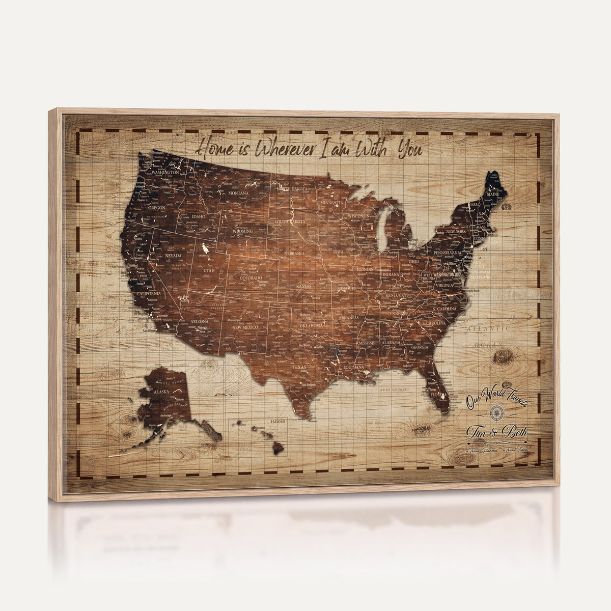 19102499U-MGV-CV-36X24 - Personalized USA Push Pin Travel Map Canvas for Adventure Wall Decor