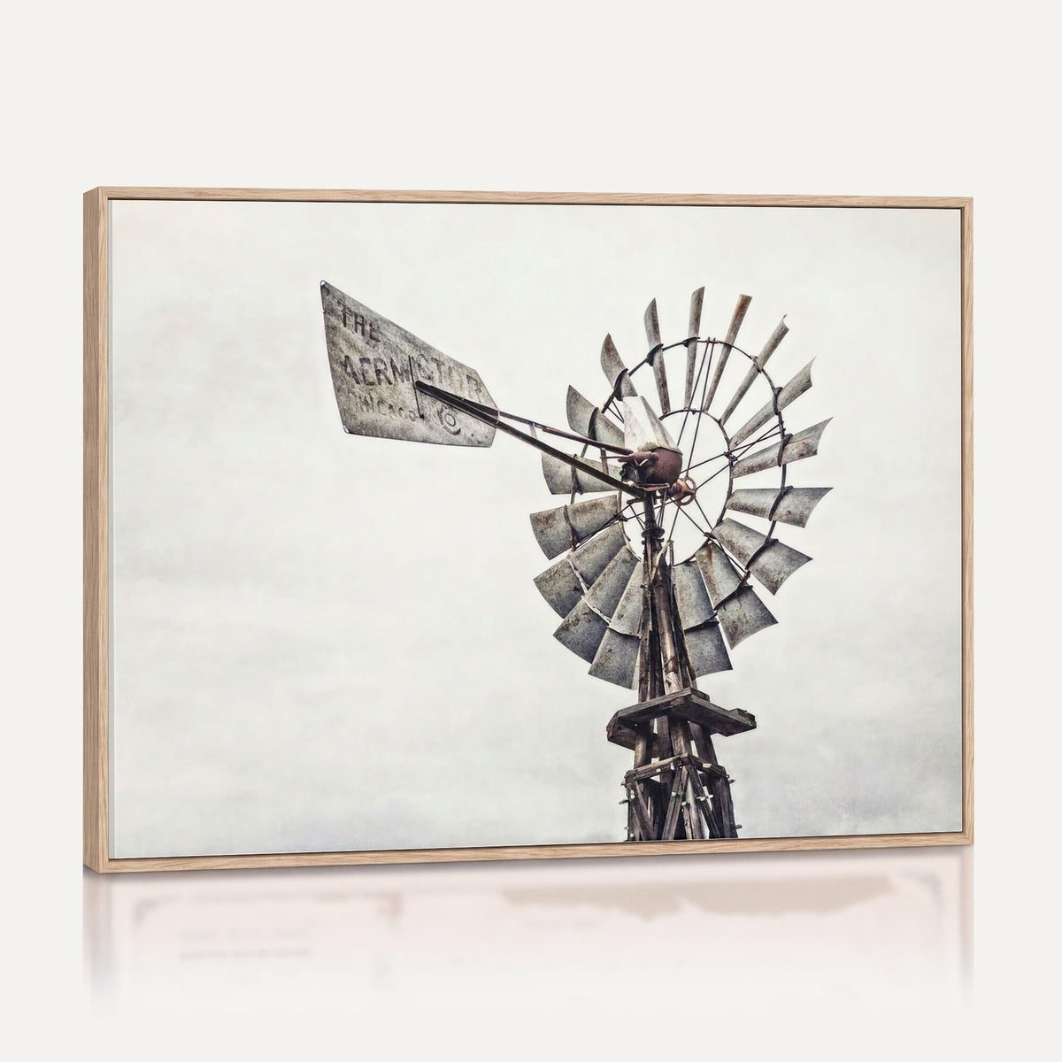 63200638-MGV-TP-24X36 - Vintage Rustic Farmhouse Windmill Canvas Wall Art - Western Country Landscape Print