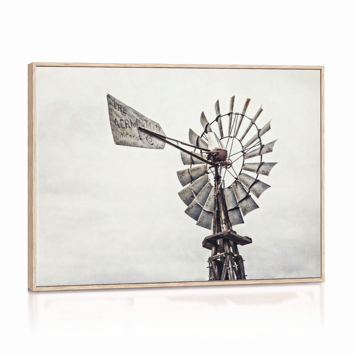 63200638-MGV-TP-30X20 - Vintage Rustic Farmhouse Windmill Canvas Wall Art - Western Country Landscape Print