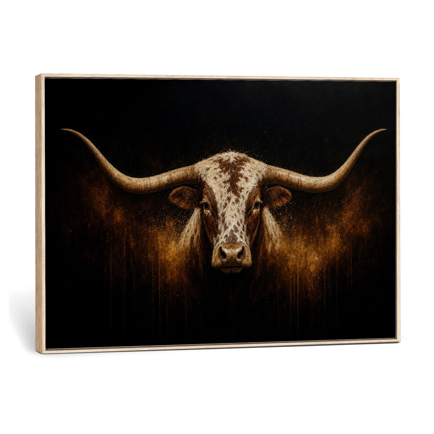 12628958-MGV-CV-36X24 - Texas Longhorn Canvas Wall Art Moody Western Bull Oil Painting Print