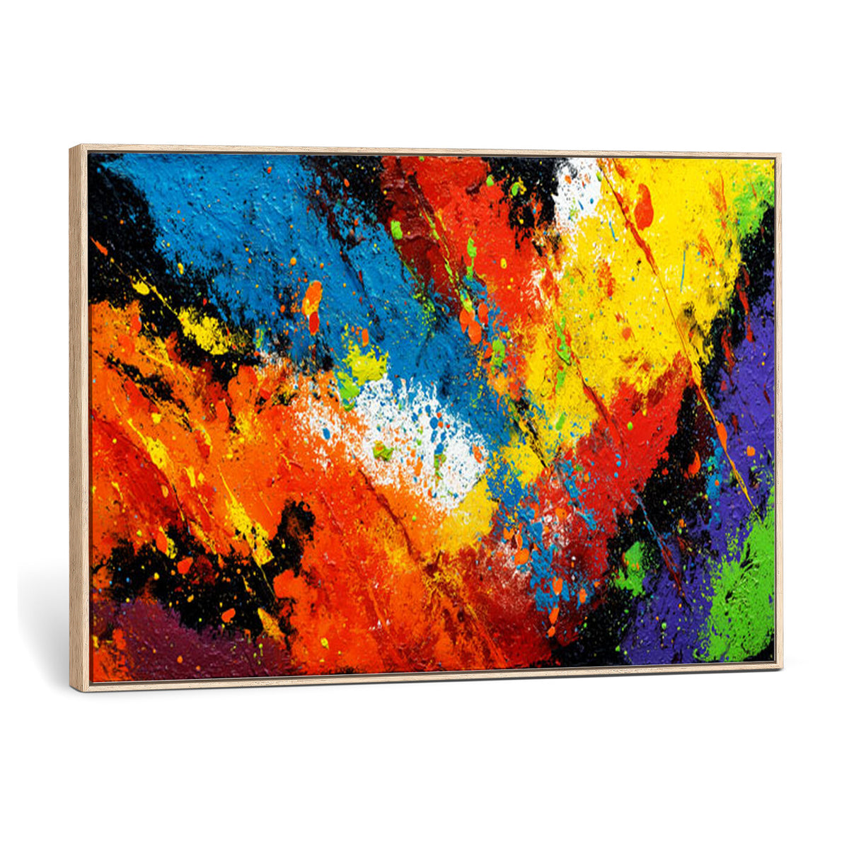 74888753-MGV-CV-36X24 - Vibrant Blue Abstract Canvas Wall Art Colorful Impasto Oil Painting Print