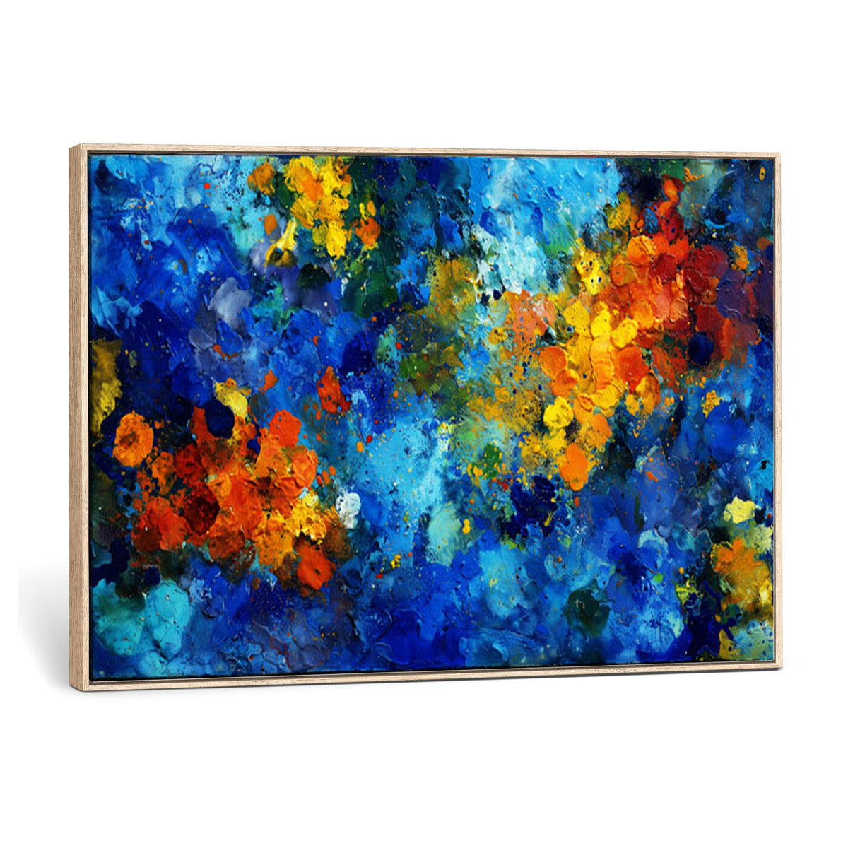 52431611-MGV-CV-36X24 - Vibrant Blue Abstract Canvas Wall Art Colorful Impasto Oil Painting Print