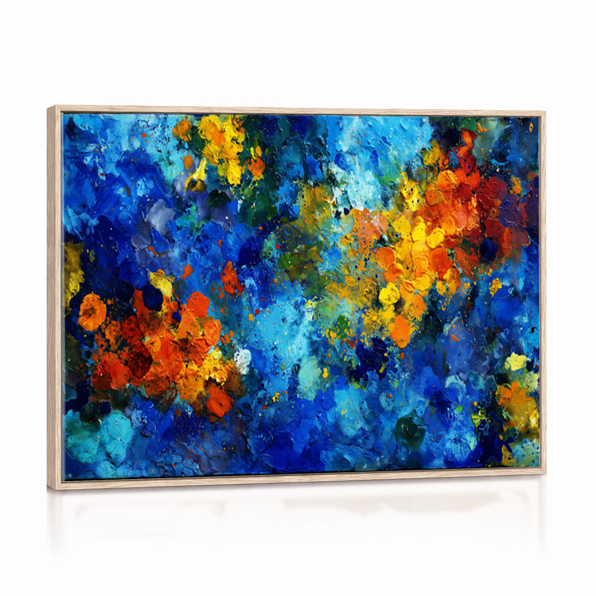 52431611-MGV-CV-36X24 - Vibrant Blue Abstract Canvas Wall Art Colorful Painterly Oil Painting Style Print