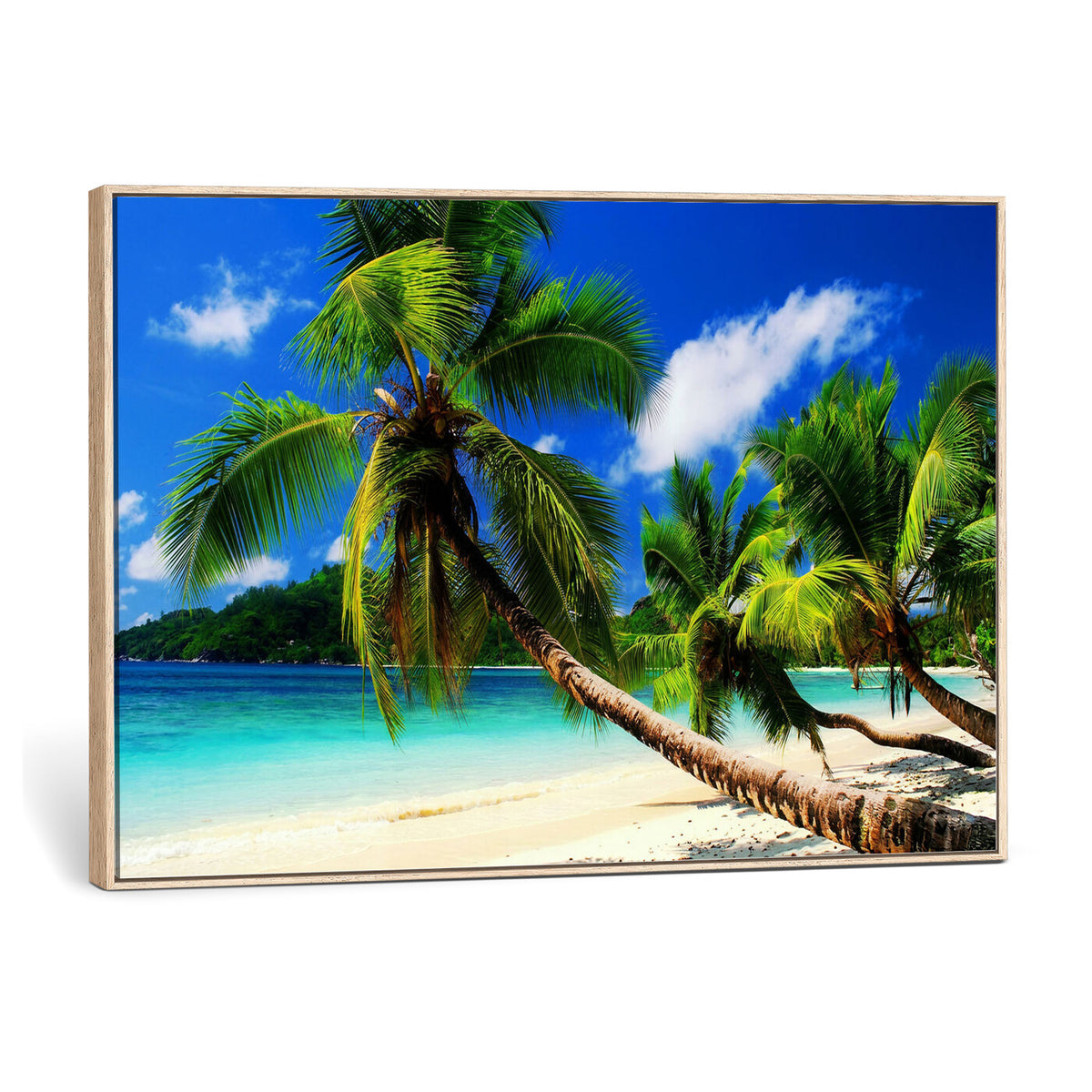 67049818-MGV-CV-36X24 - Tropical Island Coconut Palm Trees Wall Art Canvas Print - Turquoise Beach Print for Lake Home Decor