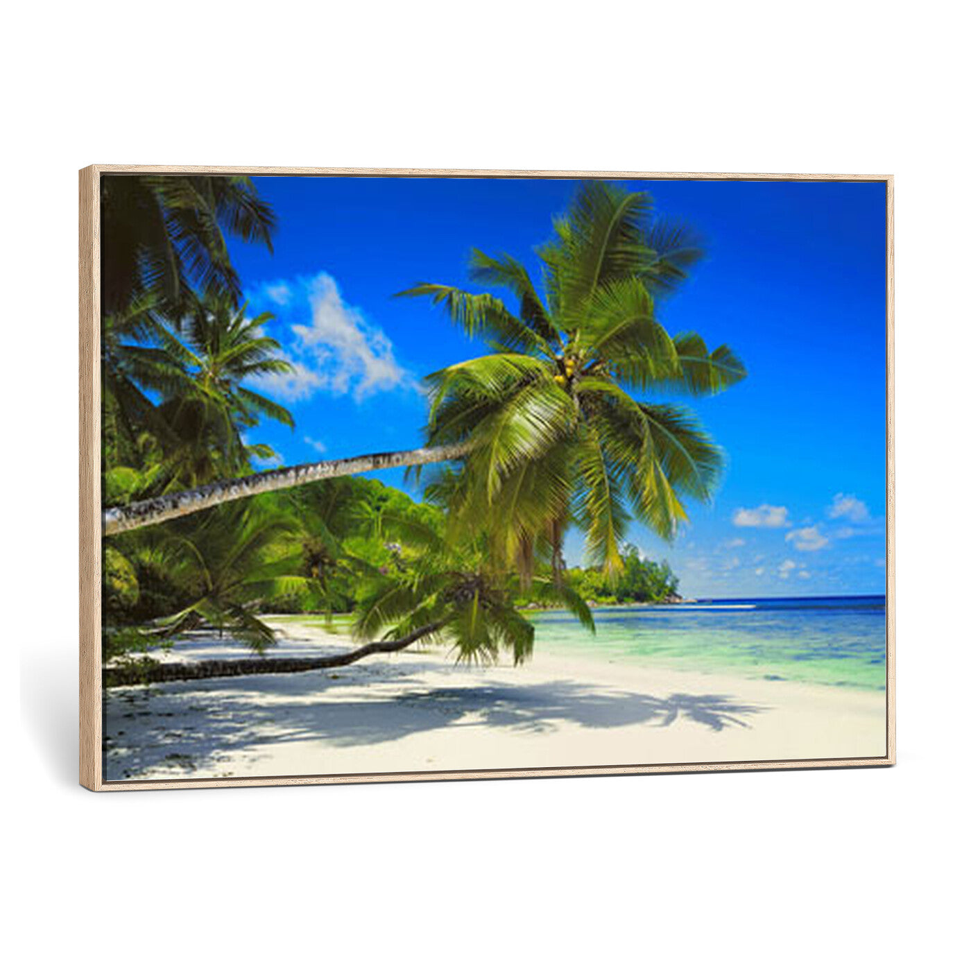 20475280-MGV-CV-36X24 - Tropical Island Coconut Palm Trees Wall Art Canvas Print - Turquoise Beach Print for Nautical Home Decor