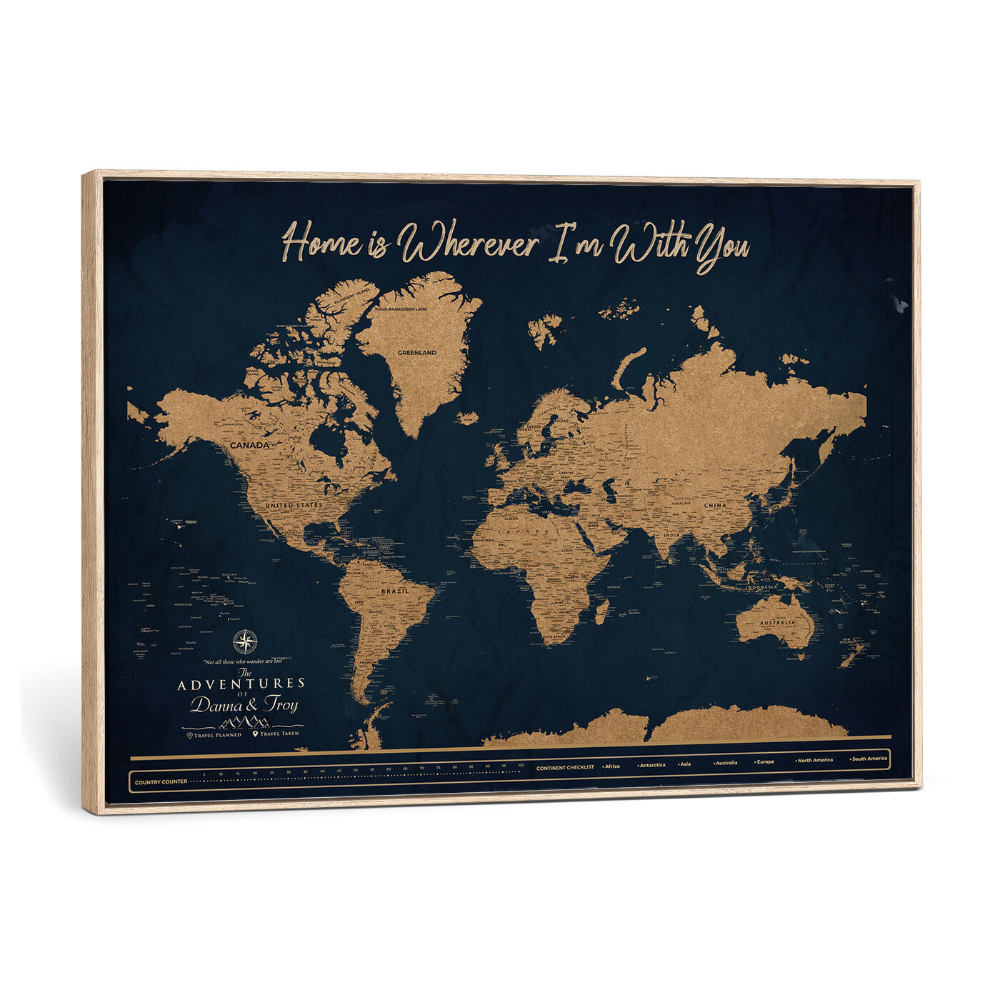 45598170-MGV-CV-36X24 - Custom Push Pin World Map Canvas Print – Personalized Travel Map Wall Art