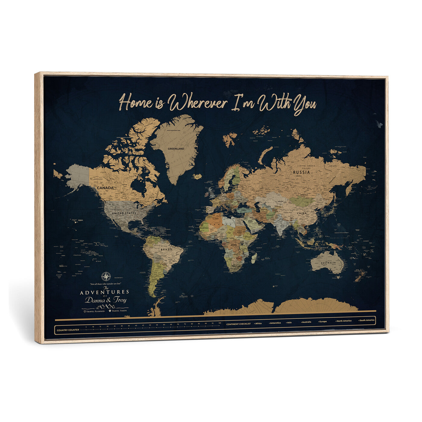 14276407-MGV-CV-36X24 - Custom Push Pin World Map Canvas Print – Personalized Travel Map Wall Art