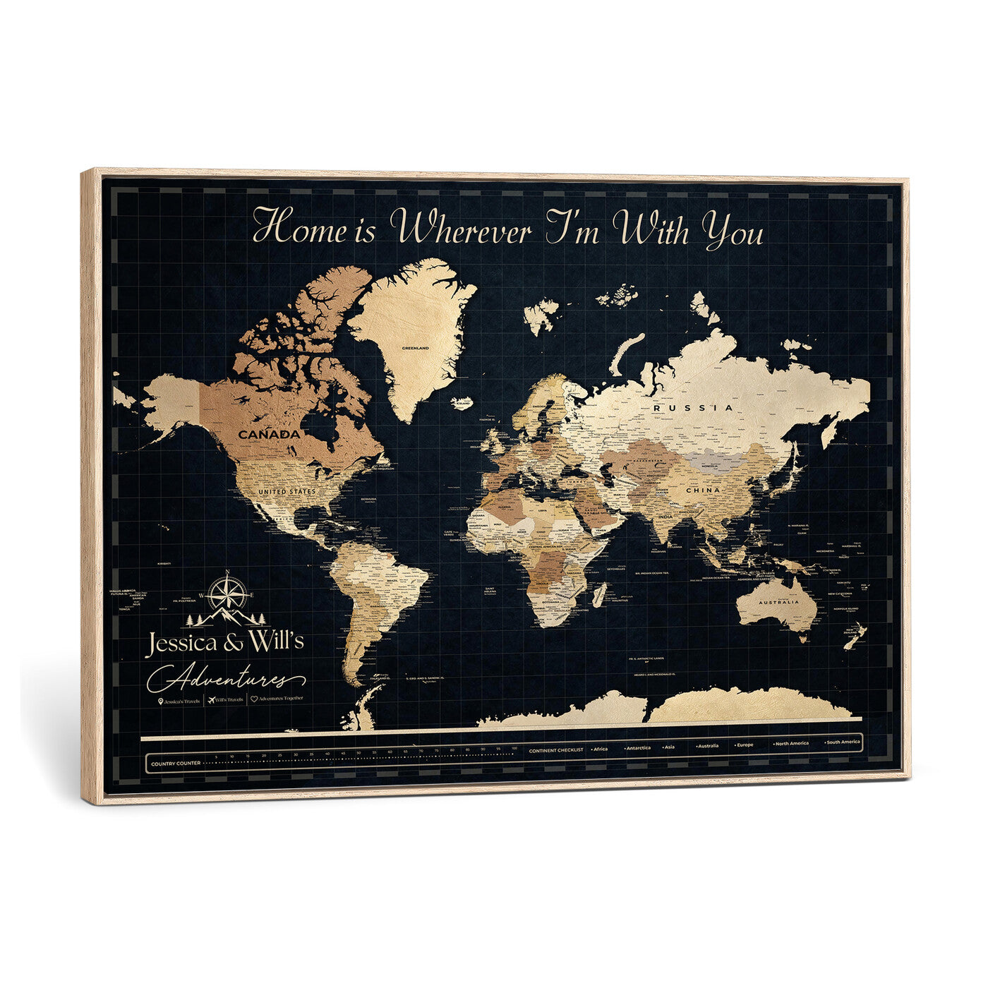83786806-MGV-CV-36X24 - Custom Push Pin World Map Canvas Print – Personalized Travel Map Wall Art