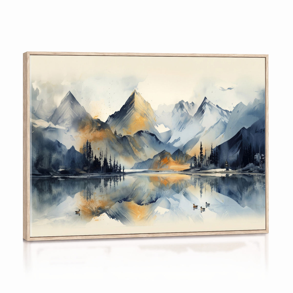 10196184T-MGV-CV-36X24 - Lake Abstract Mountain Wall Art Canvas Print