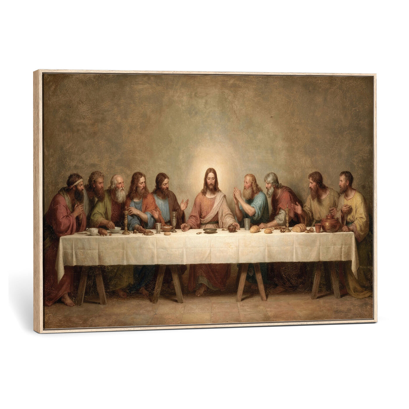 50761248-MGV-CV-36X24 - The Last Supper of Jesus Christ Wall Art Canvas Print - Classical Christian Faith Home Decor