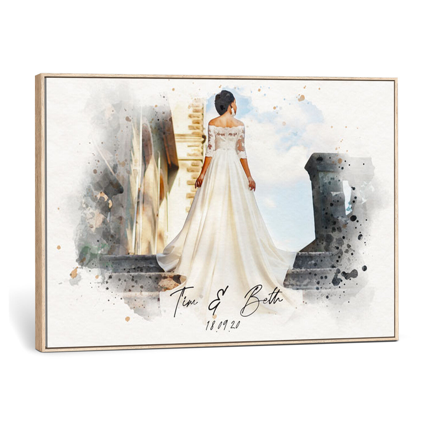 22778251-MGV-CV-36X24 - Watercolor Couple Portrait from Photo, Custom Wedding Anniversary Gift for Wife Husband Parents, Engagement Gift for Friend, Custom Gift