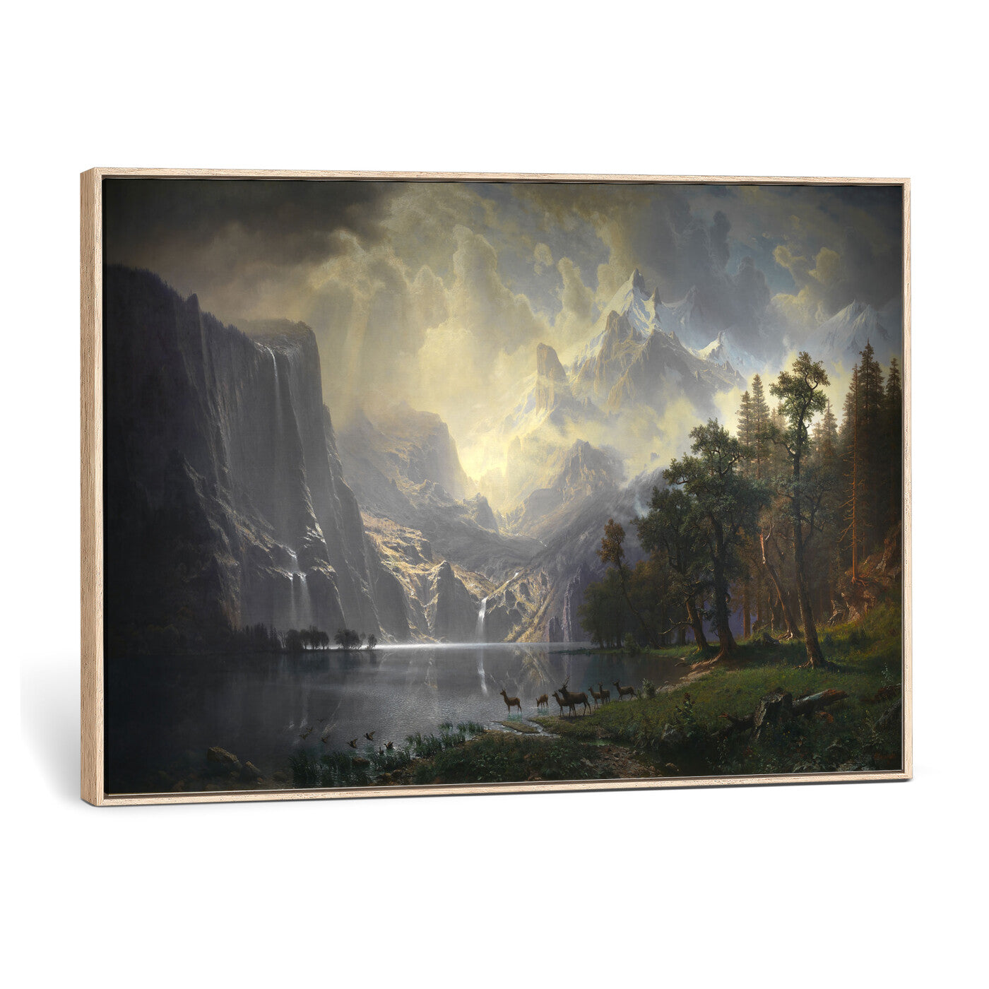 88679214-MGV-CV-36X24 - Albert Bierstadt Among the Sierra Nevada California Yosemite Wall Art Canvas Print, Classic Fine Art Painting Print