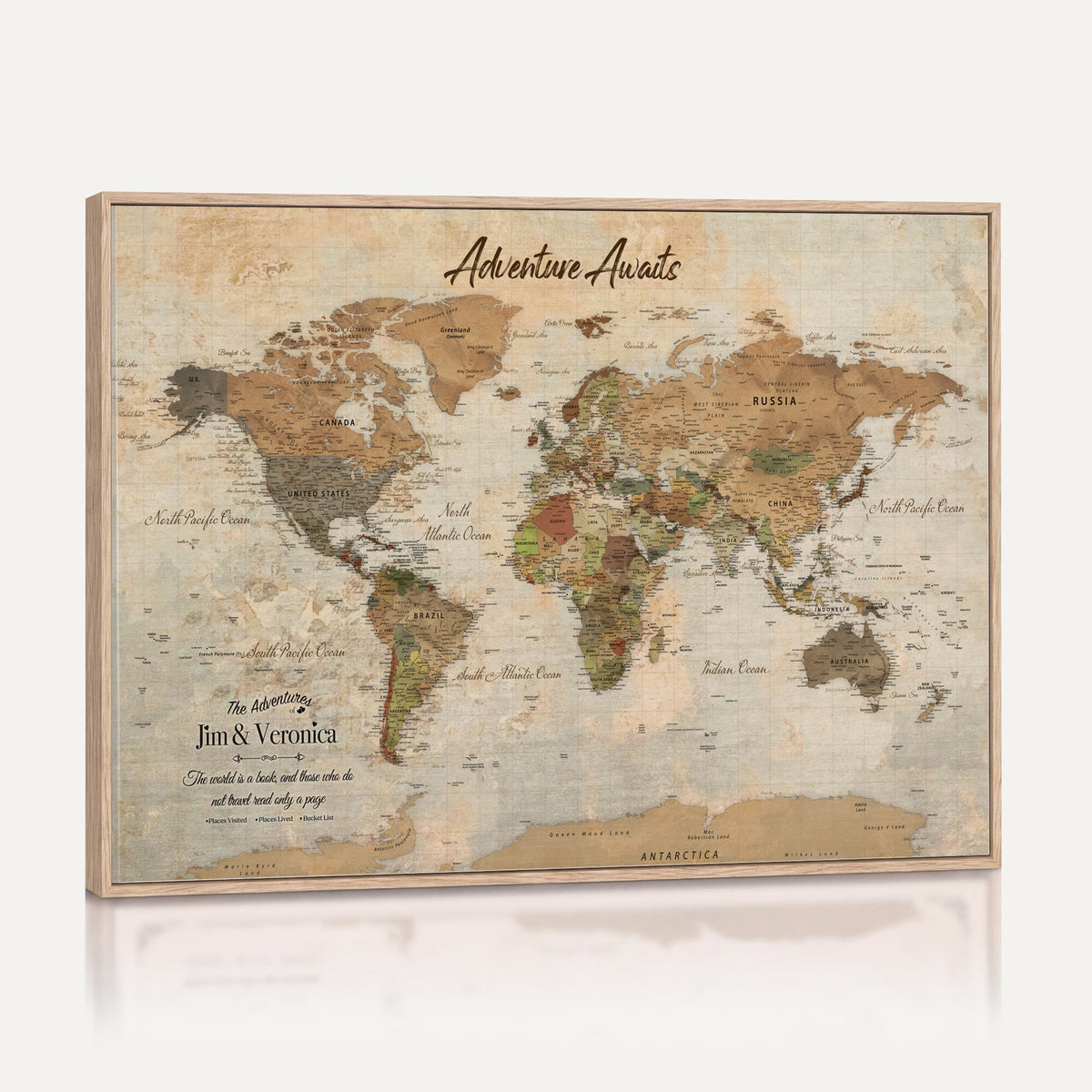 51298056-MGV-CV-36X24 - Custom Push Pin World Map Canvas | Personalized Travel Tracker | Wedding Anniversary Gift for Couples | Adventure Map Wall Art with Pins