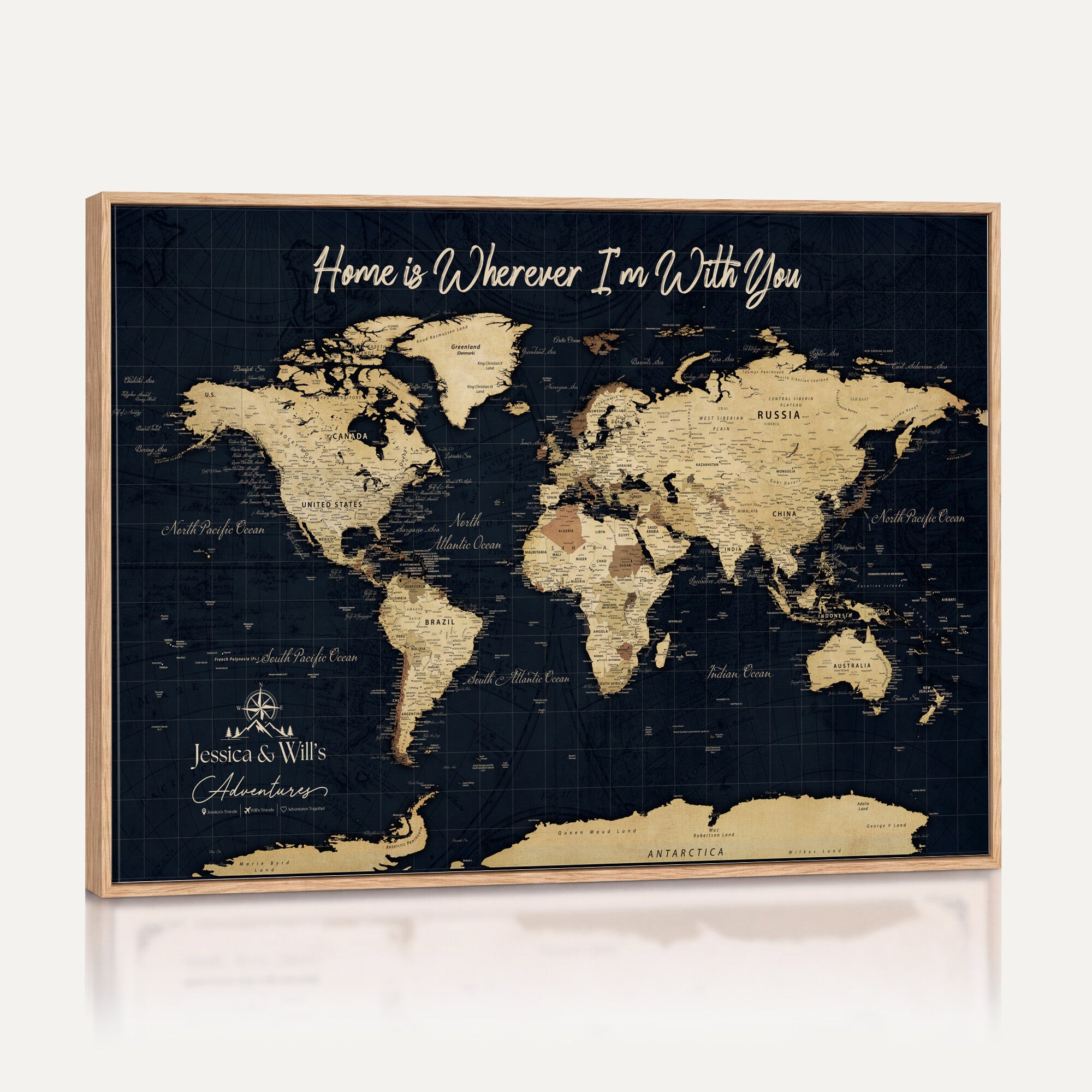 19542599-MGV-CV-36X24 - Custom Push Pin World Map Canvas | Personalized Travel Tracker | Wedding Anniversary Gift for Couples - Adventure Map Wall Art with Pins
