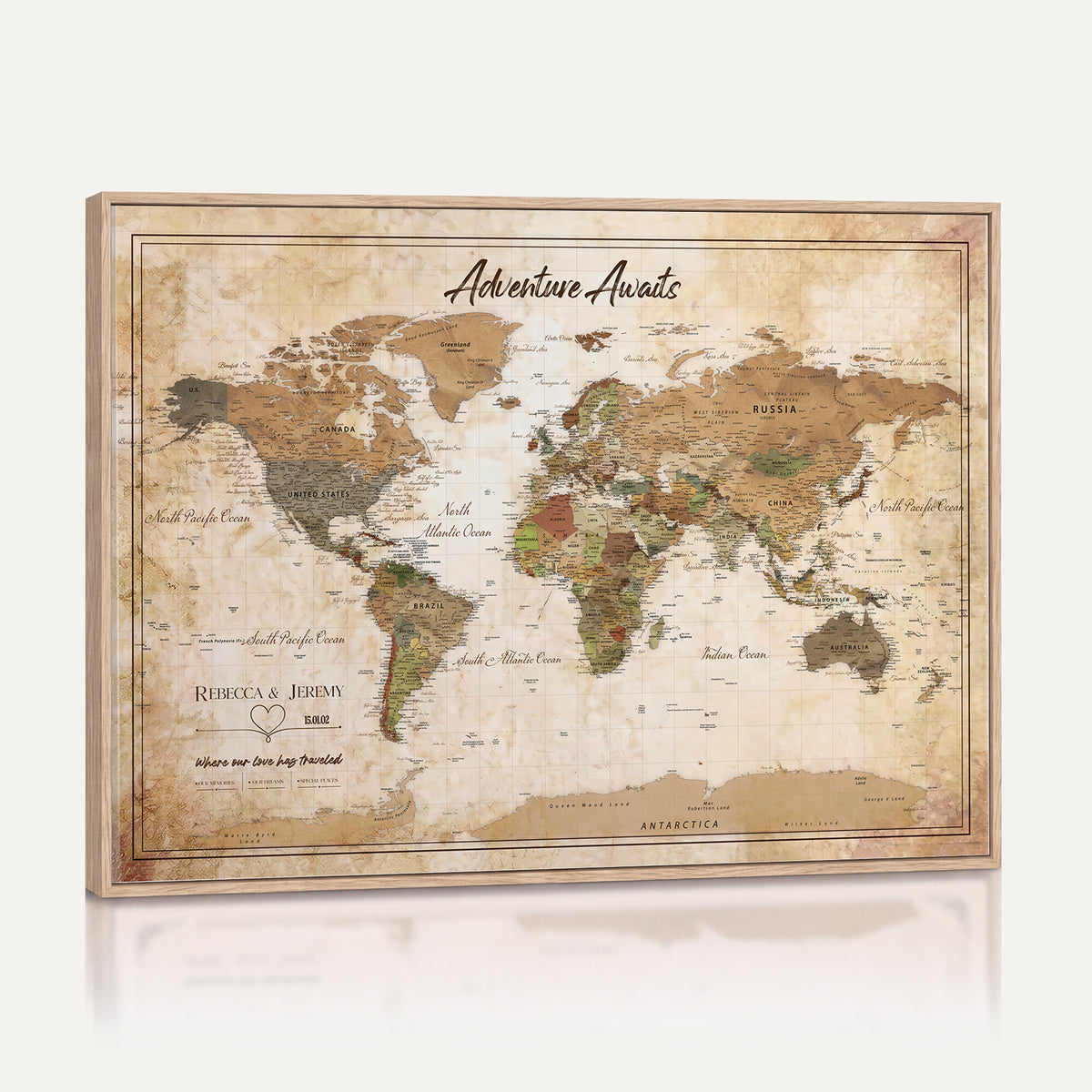 1954256765-MGV-CV-36X24 - Custom Push Pin World Map Canvas PRINT | Personalized Travel Tracker | Wedding Anniversary Gift