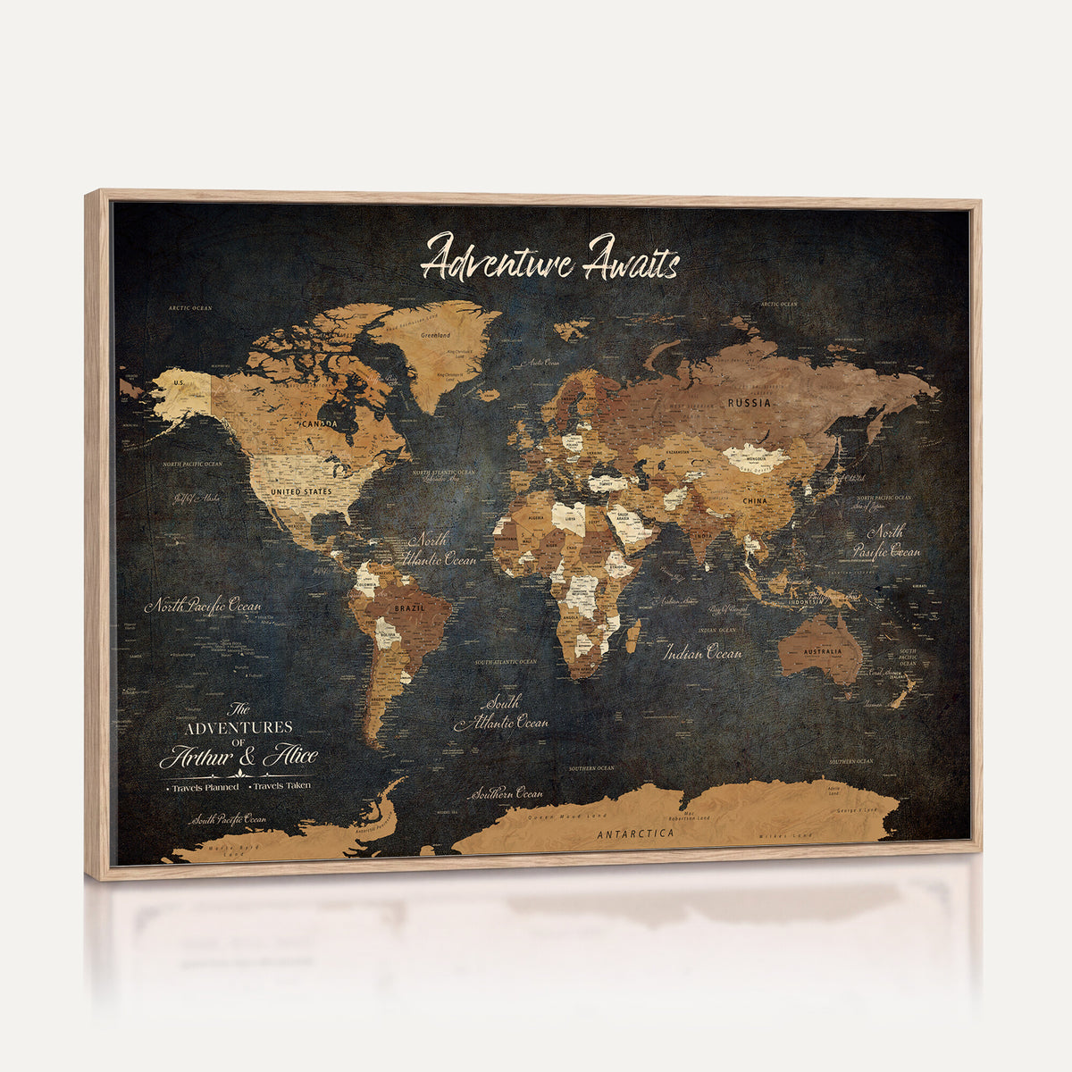 195425676576-MGV-CV-36X24 - Custom Push Pin World Map Canvas PRINT | Personalized Travel Tracker | Wedding Anniversary Gift