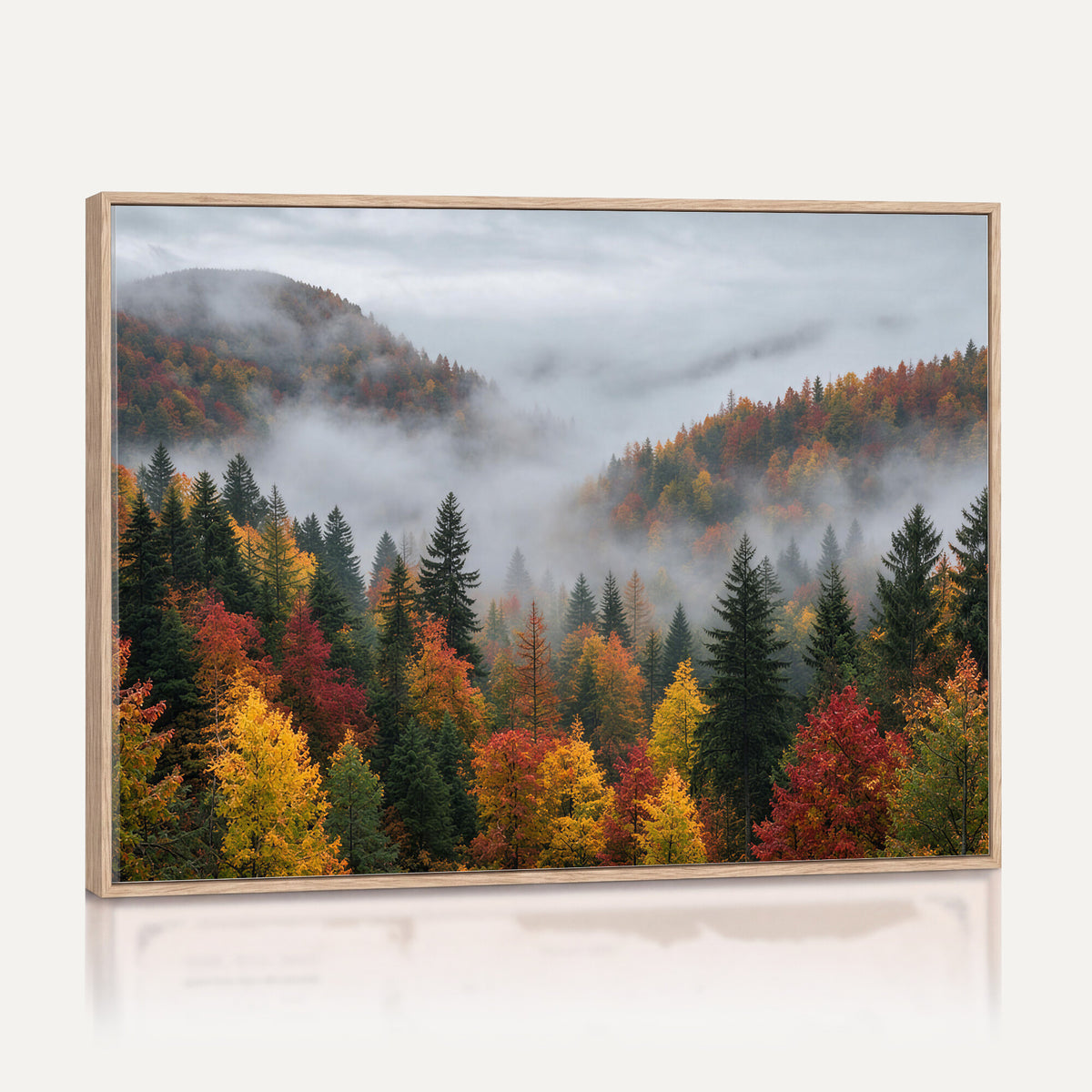 47877083-_Poster-30x20 - Fall Forest Misty Mountain Canvas Print Smoky Mountain Landscape Wall Art Autumn Trees Nature Poster Printing