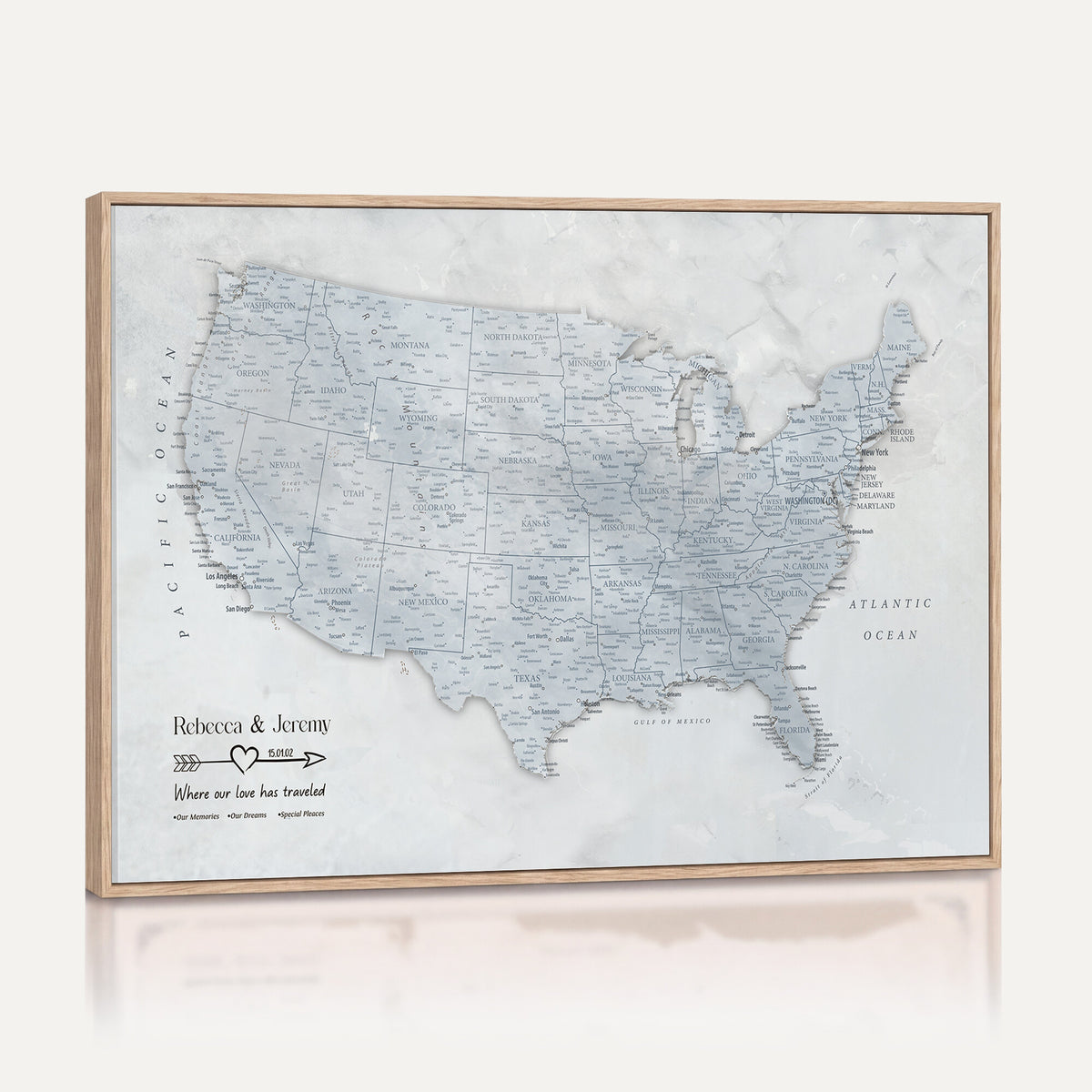 35973131-MGV-CV-36X24 - Custom USA Push Pin Travel Map Canvas Wall Art - Personalized Couples Gift Flat Digital Print