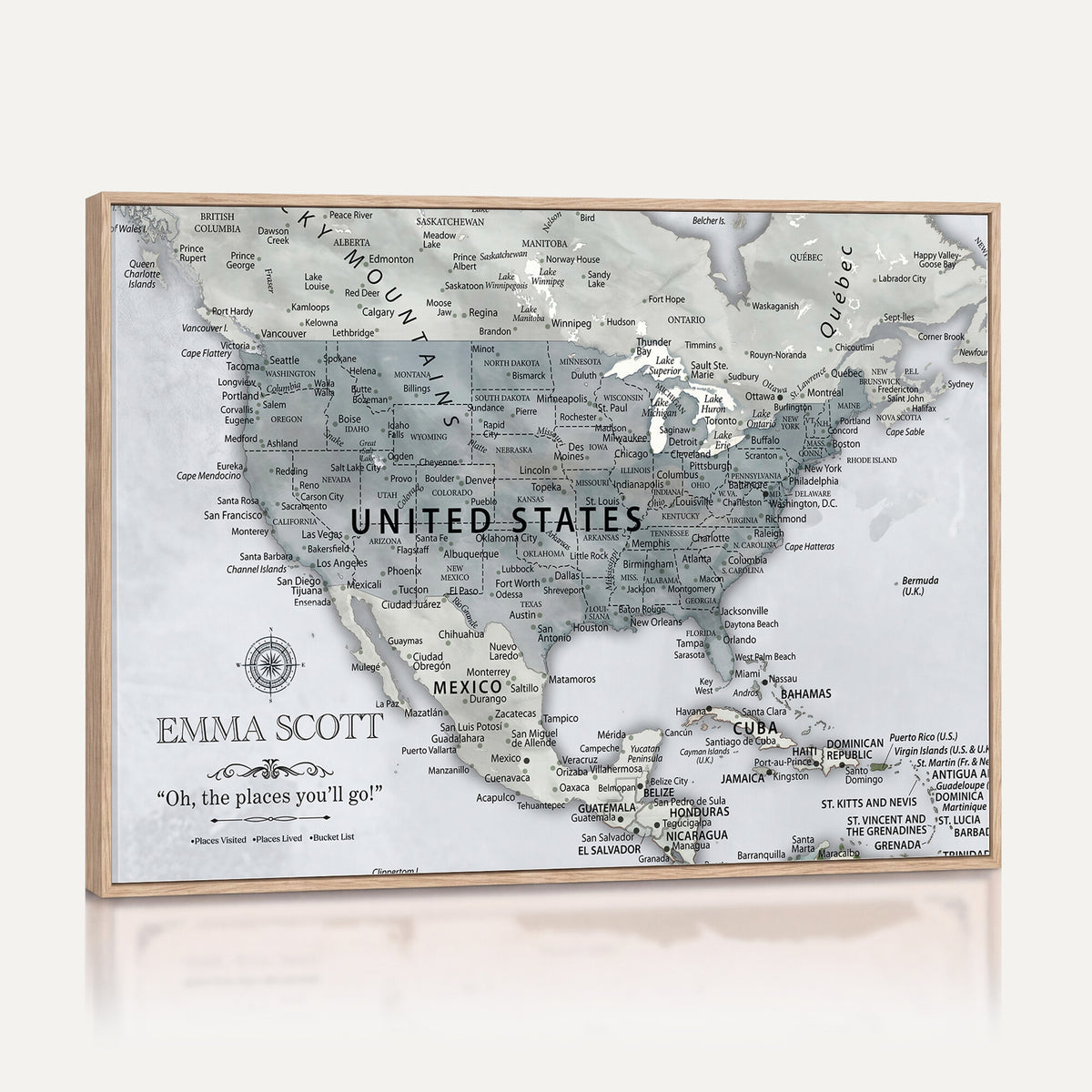 90686209D-MGV-CV-36X24 - Custom USA Push Pin Travel Map Canvas Wall Art - Personalized Couples Gift Flat Digital Print