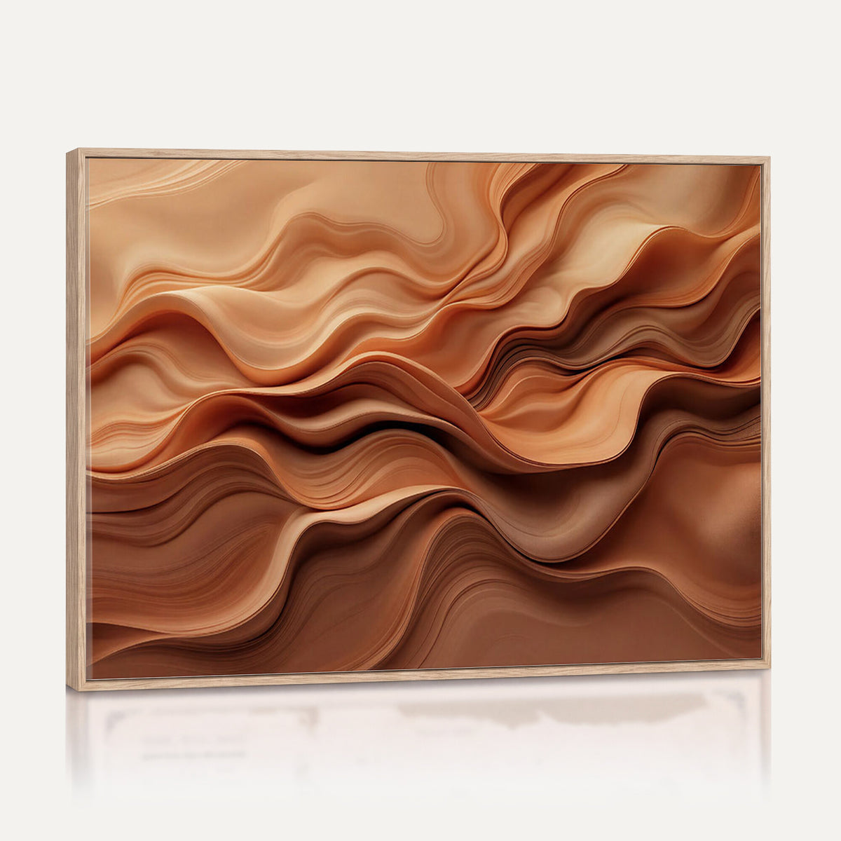 82230697-MGV-CV-36X24 - Modern Abstract Fluid Waves Canvas Wall Art - Minimalist Warm Terracotta Beige Sand Print