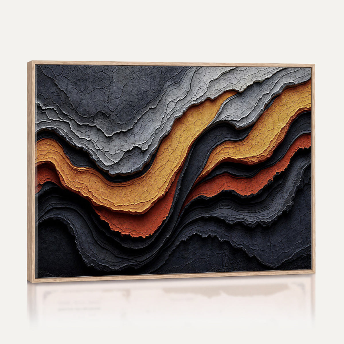 59852489-MGV-CV-36X24 - Abstract Waves Canvas Wall Art - Modern Terracotta and Charcoal Gray Print
