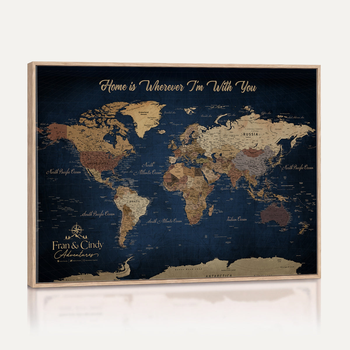 57774467-MGV-CV-36X24 - Custom Push Pin World Map Wall Art Canvas Print – Personalized Travel Tracker with Pins Framed Large for Home and Office Decor