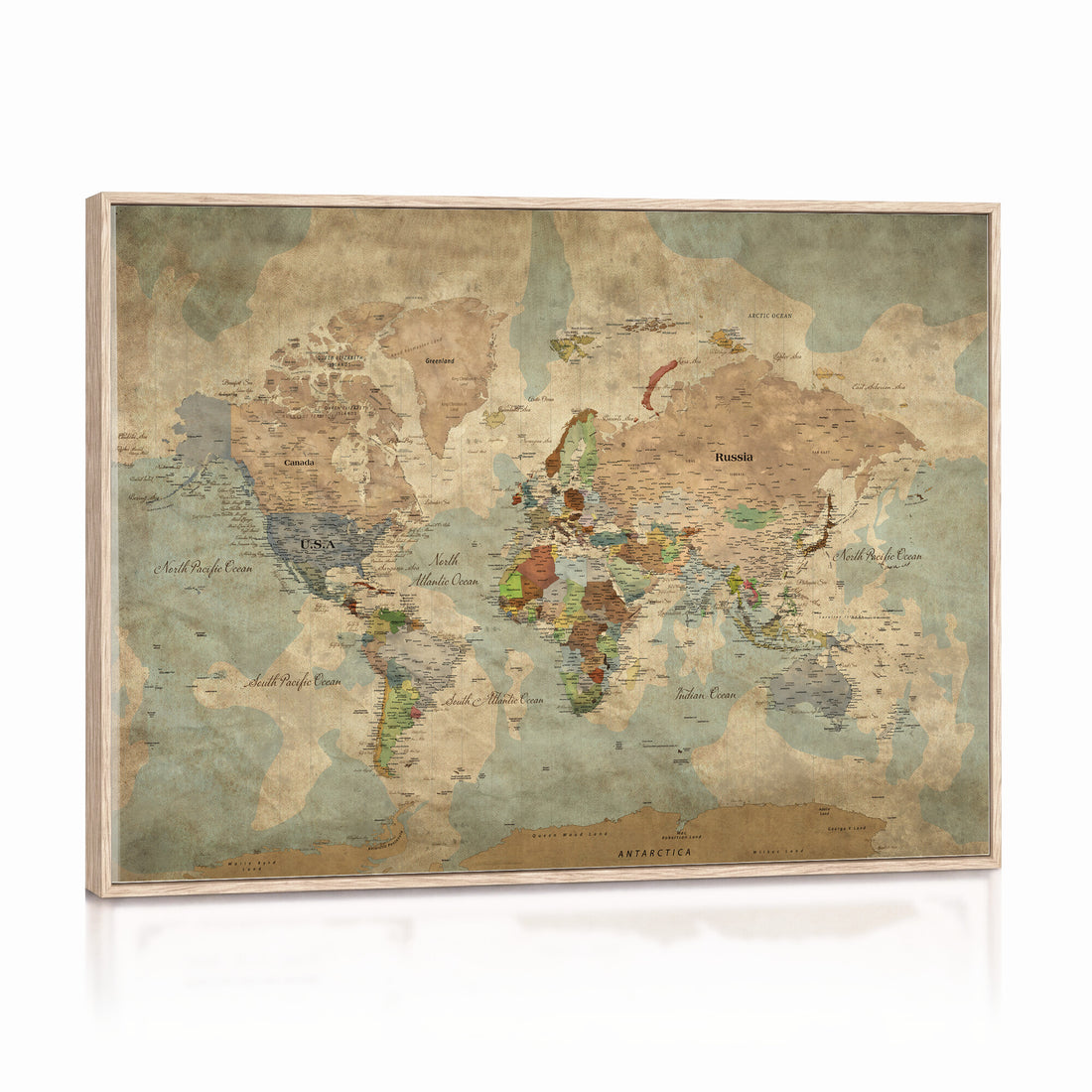 Custom Push Pin World Map Wall Art Canvas Print – Personalized Travel Tracker with Pins Framed Large for Home and Office Decor