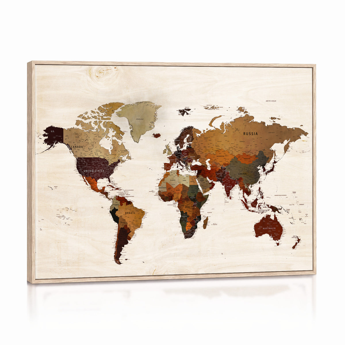 35728547D-MGV-CV-36X24 - Custom Push Pin World Map Wall Art Canvas Print – Personalized Travel Tracker with Pins Framed Large for Home and Office Decor