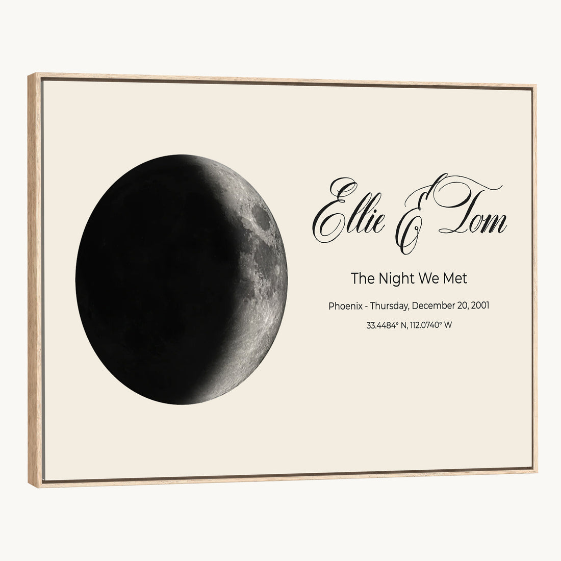 Moon Phase Canvas Print, Personalized Moon from the Night You Met