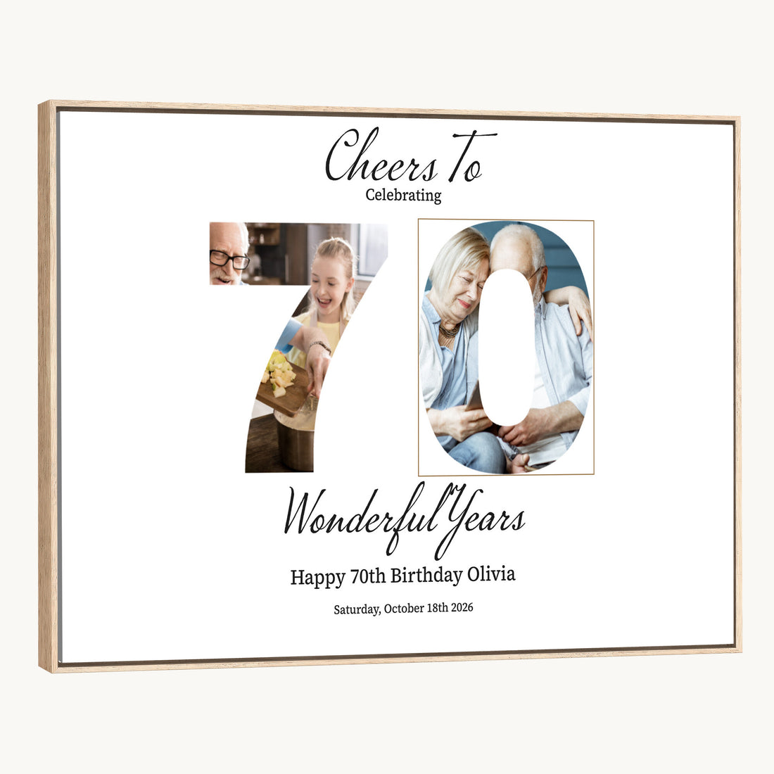 Number with Photo Canvas Print, Personalized Birthday Number Wall Art