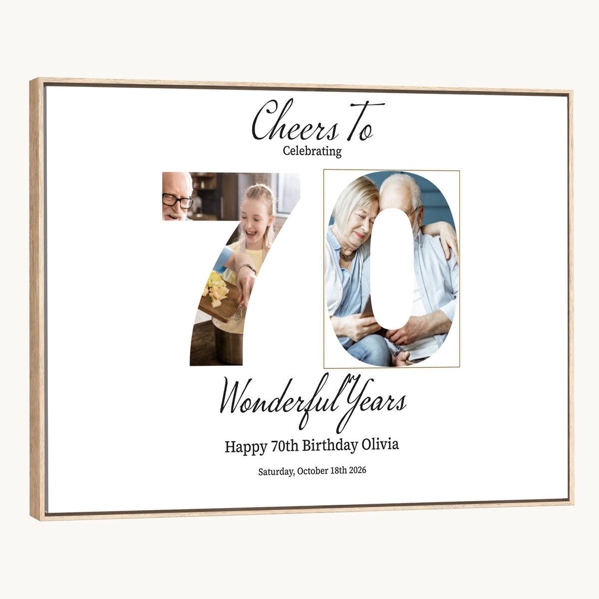 CSTM914DEDE-MGV-CV-36X24 - Number with Photo Canvas Print – Personalized Birthday Number Wall Art