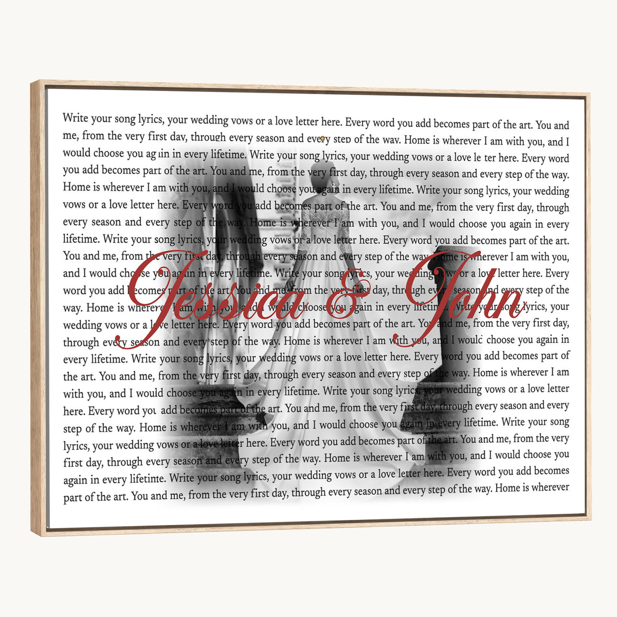 CSTM914LIRIK-MGV-CV-36X24 - Song Lyrics over Photo Canvas Print – Personalized Wedding Song and Photo Wall Art