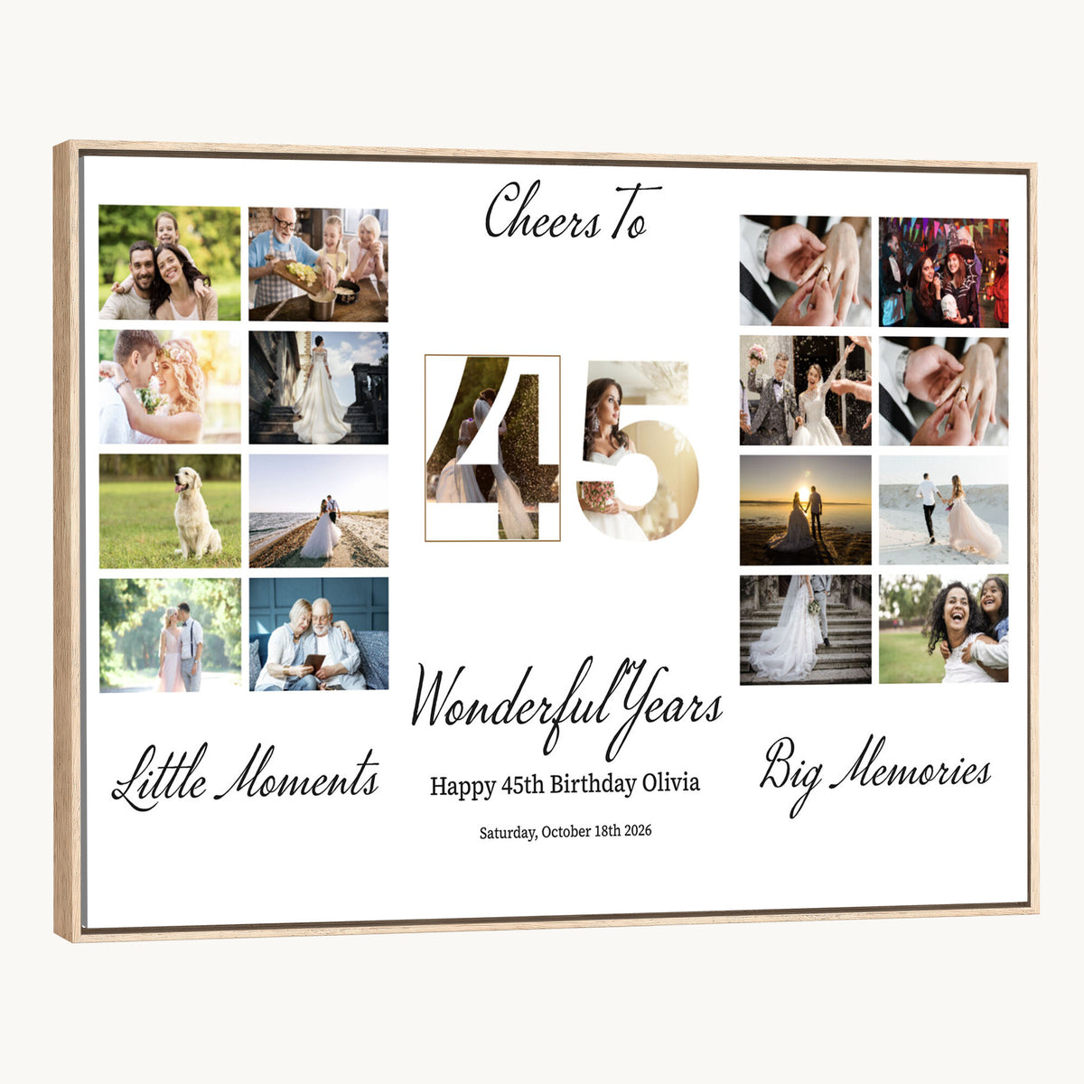 CSTM914CLJ-MGV-CV-36X24 - Moments and Memories Canvas Print – Personalized Birthday Photo Grid Wall Art