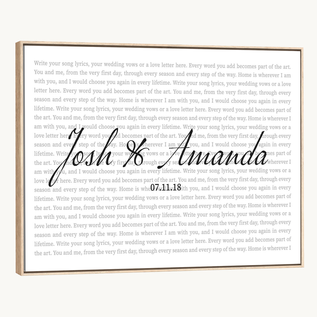 Song Lyrics Canvas with Names, Personalized Wedding Song Wall Art