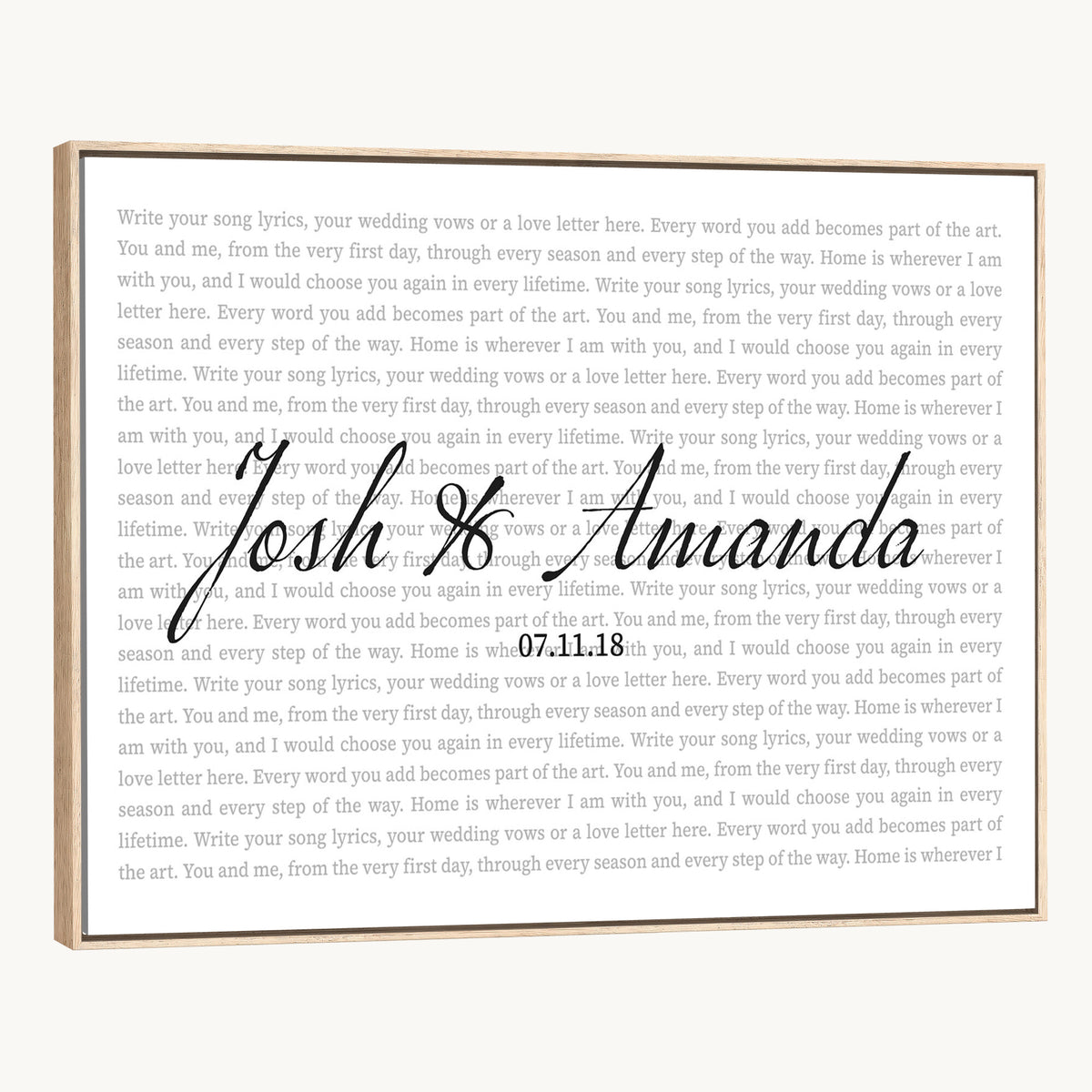 CSTM914ANI-MGV-CV-36X24 - Song Lyrics Wall Art with Names – Personalized Wedding Song Canvas Print