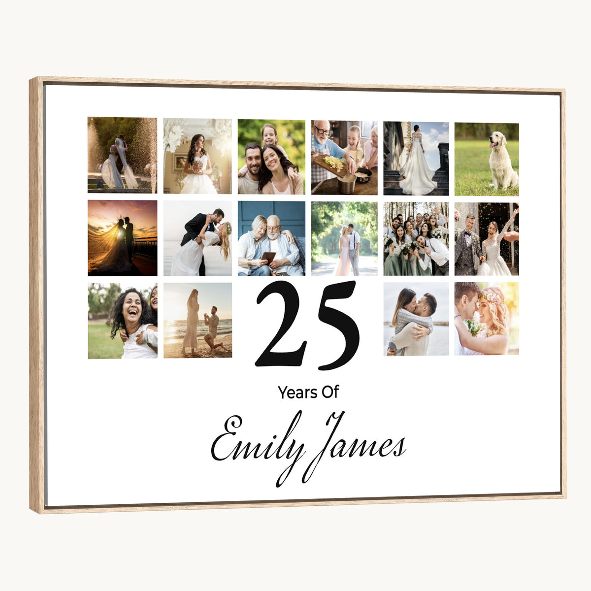 CSTM914ANID-MGV-CV-36X24 - Photo Grid with Number Canvas Print – Personalized Birthday or Anniversary Photo Collage