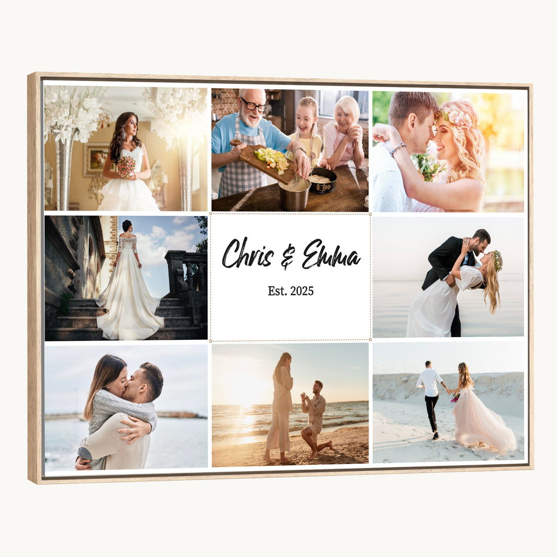 Custom Framed Photo Canvas, Personalized Family Picture Collage Print