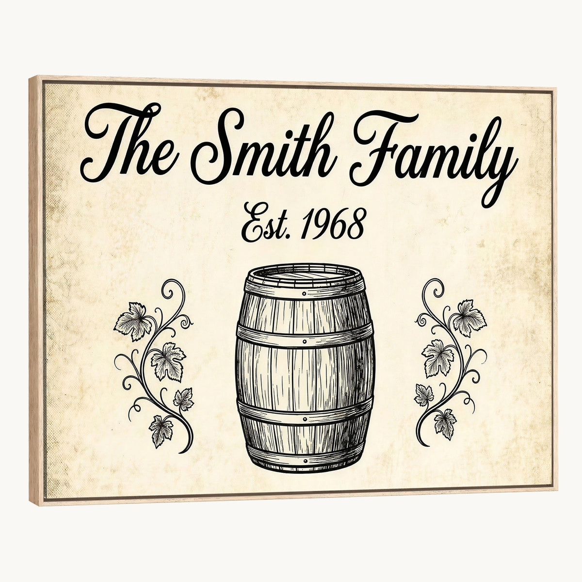 Personalized vineyard style family sign canvas